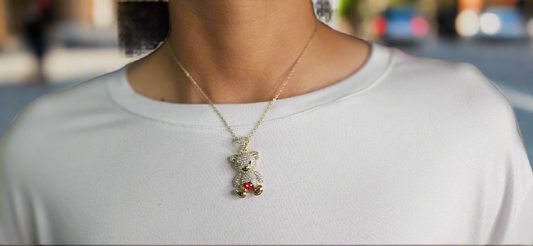 Teddy Bear Pendant With Necklace